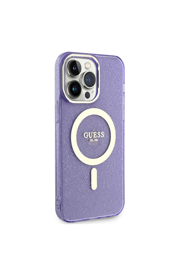 Apple iPhone 13 Pro Uyumlu Kılıf GUESS Magsafe Şarj Özellikli Glitter Kapak
