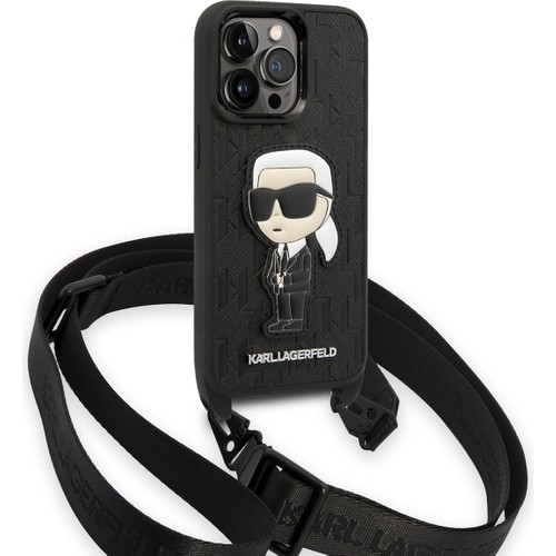 Apple iPhone 14 Pro Uyumlu Kılıf Karl Lagerfeld Boyun Askılı Karl Dizayn Kapak