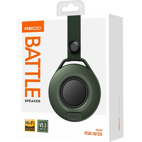 Recci RSK-W26 Battle Serisi Hi-Fi Askılı Wireless Bluetooth 5.3 Speaker Hoparlör 600mAh