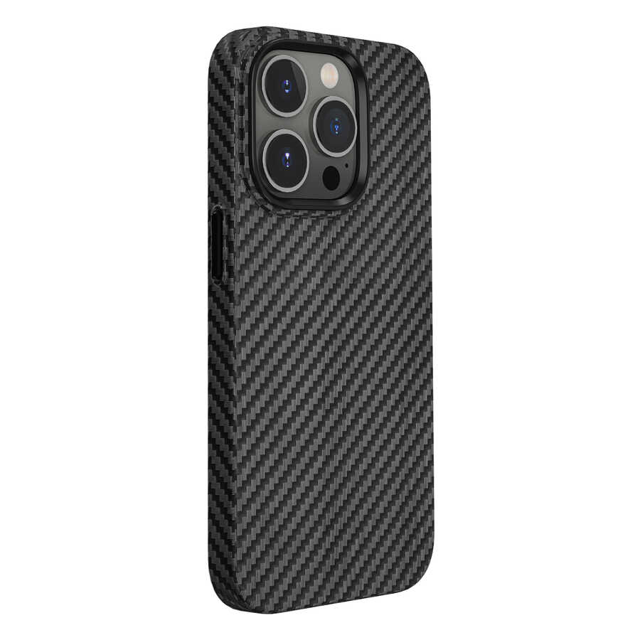 Apple iPhone 14 Pro Uyumlu Kılıf ​​​​​Wiwu Karbon Fiber Görünümlü Magsafe Wireless Şarj Özellikli Kabon Kapak - 2
