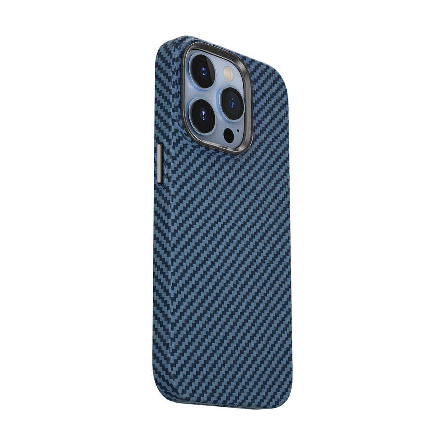 Apple iPhone 14 Pro Uyumlu Kılıf ​​​​​Wiwu Karbon Fiber Görünümlü Magsafe Wireless Şarj Özellikli Kabon Kapak - 15