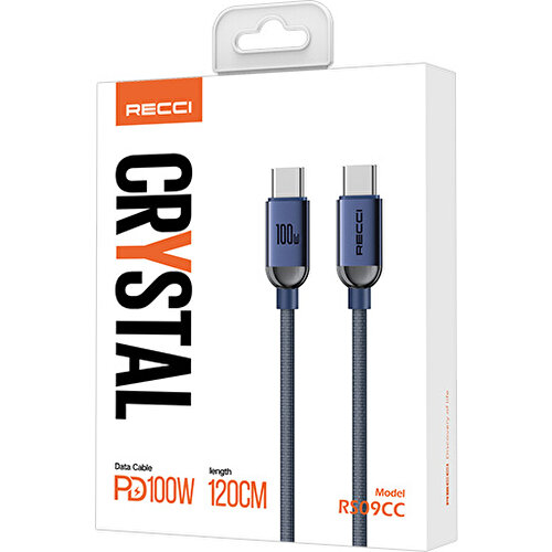 Recci RS09CCPD Crystal Serisi 100W Hızlı Şarj Özellikli Type-C To Type-C PD Kablo 1.2M