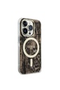 Apple iPhone 14 Pro Uyumlu Kılıf GUESS Magsafe Şarj Özellikli Leopar Desenli Kapak