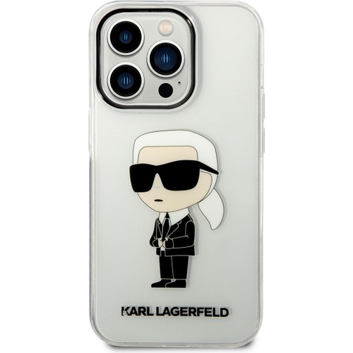 Apple iPhone 14 Pro Max Uyumlu Kılıf Karl Lagerfeld Transparan İkonik Karl Dizayn Kapak