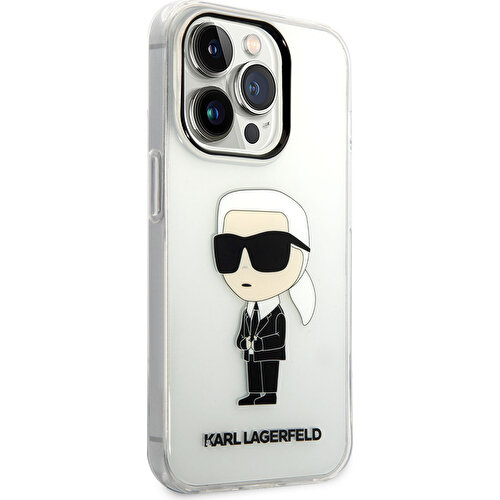 Apple iPhone 14 Pro Max Uyumlu Kılıf Karl Lagerfeld Transparan İkonik Karl Dizayn Kapak