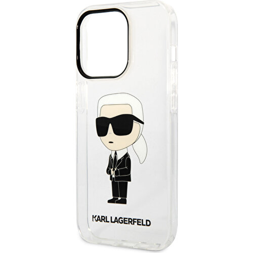 Apple iPhone 14 Pro Max Uyumlu Kılıf Karl Lagerfeld Transparan İkonik Karl Dizayn Kapak