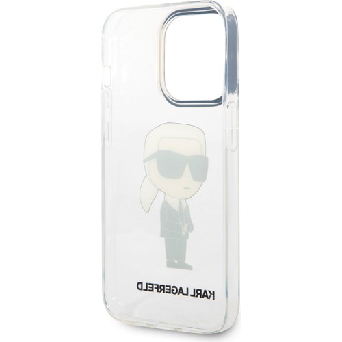 Apple iPhone 14 Pro Max Uyumlu Kılıf Karl Lagerfeld Transparan İkonik Karl Dizayn Kapak