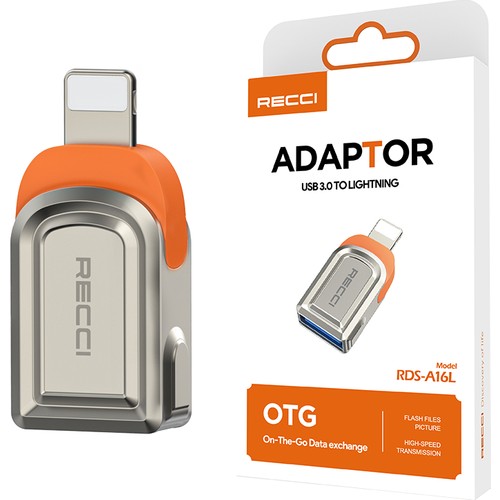 Recci RDS-A16L Ultra Hızlı Veri Aktarıcı Adaptör USB 3.0 to Lightning OTG