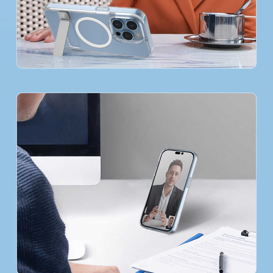 Apple iPhone 14 Pro Max Uyumlu Kılıf Standlı Magsafe Wireless Şarj Özellikli Wiwu Aurora Serisi Kapak - 5