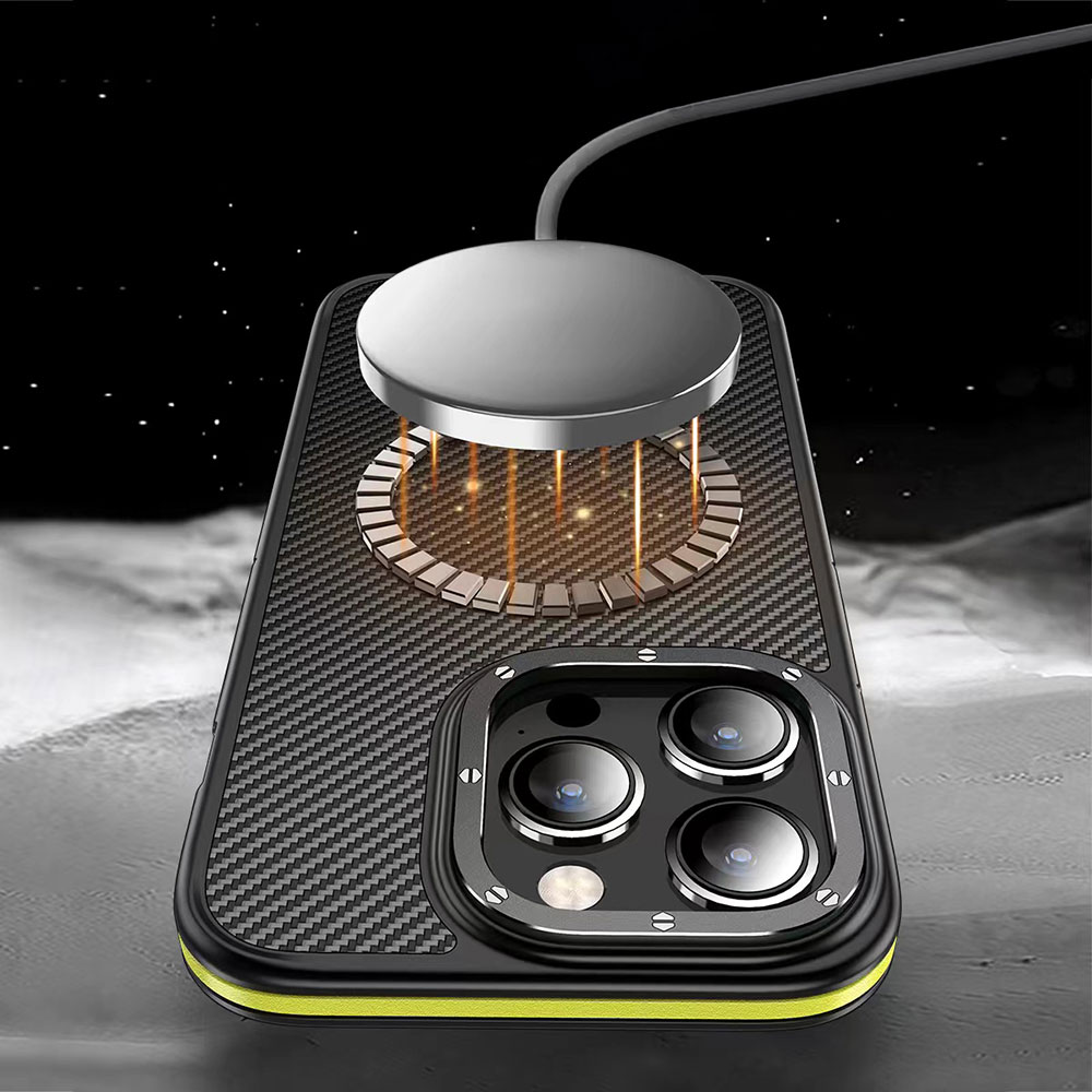 Apple iPhone 14 Pro Max Uyumlu Kılıf Mat Transparan Karbon Fiber Görünümlü Wlons Marin Kapak - 1