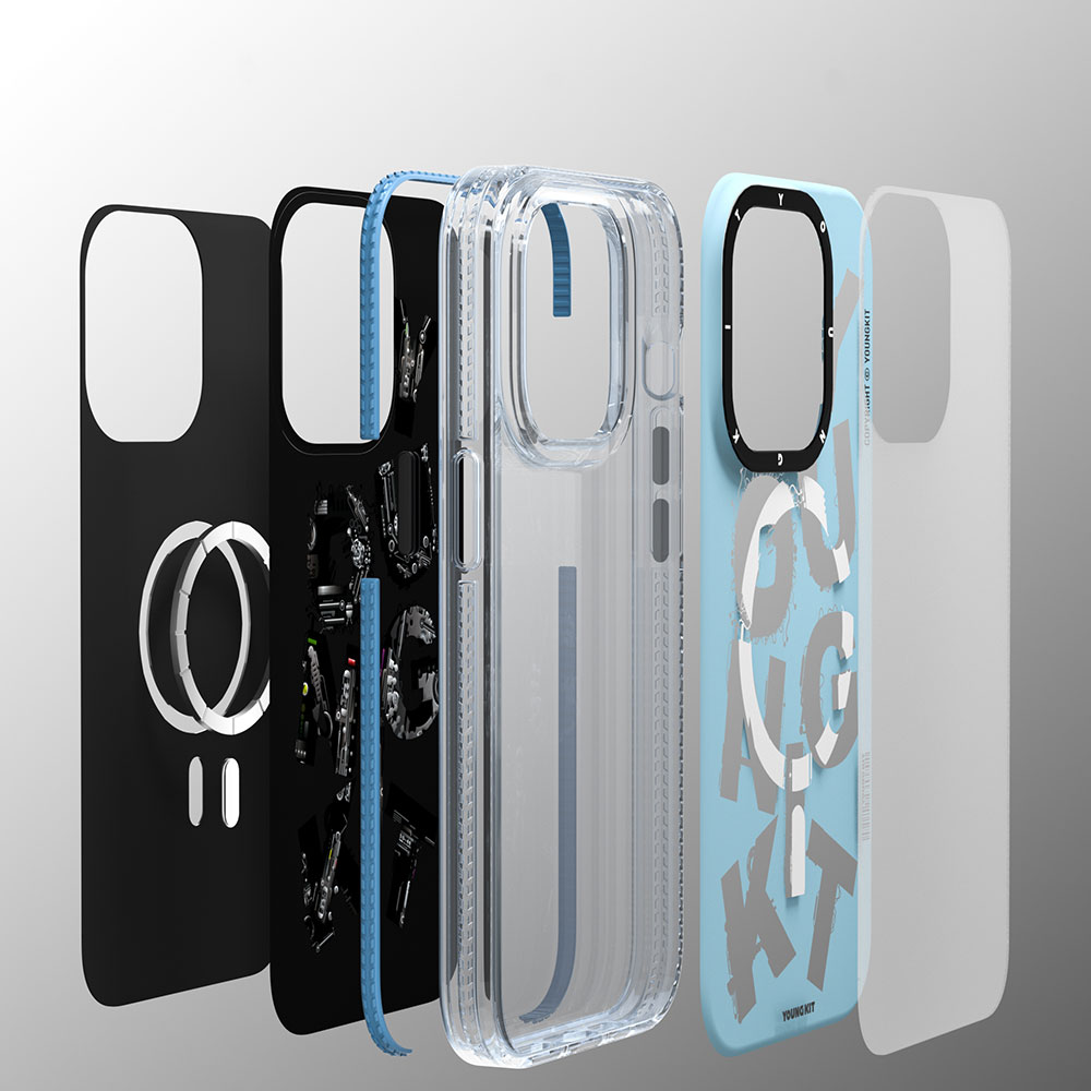 Apple iPhone 14 Pro Uyumlu Kılıf Magsafe Şarj Özellikli Yazı Temalı YoungKit Mechanic Serisi Kapak - 1