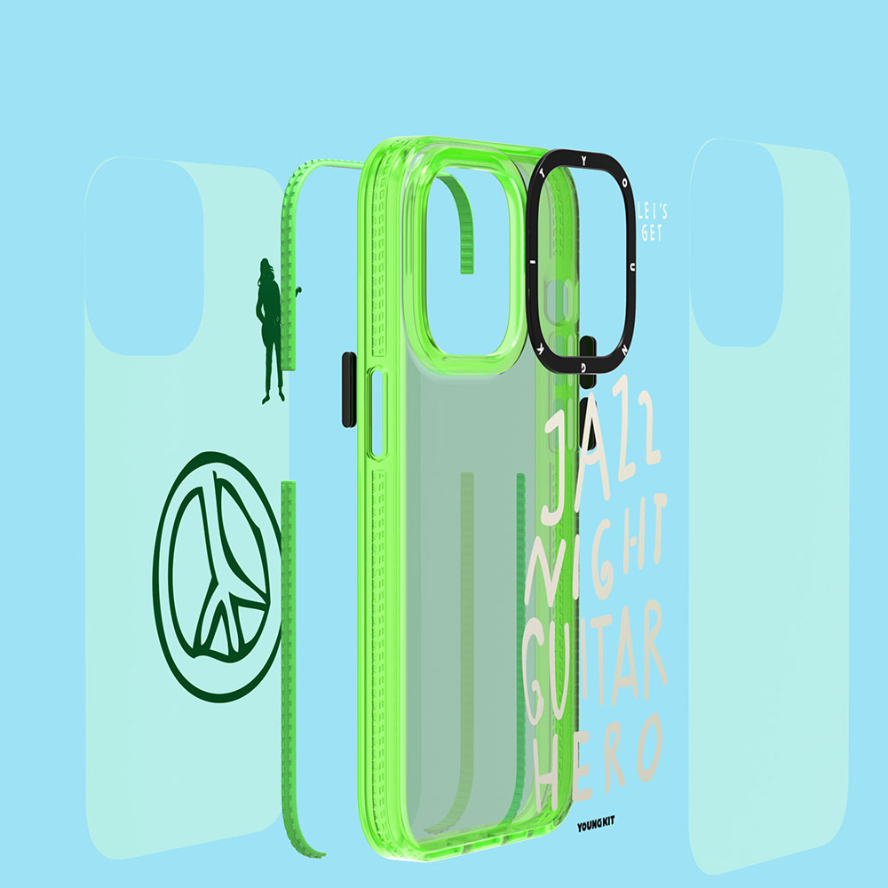 Apple iPhone 14 Pro Max Uyumlu Kılıf Şeffaf Renkli Yazı Temalı Tasarım YoungKit Jazz Serisi Kapak - 4