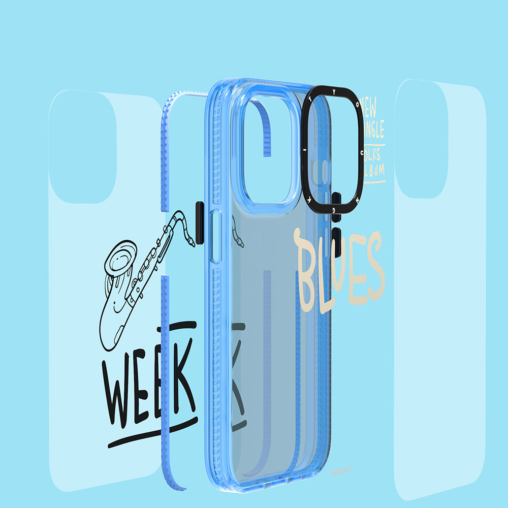 Apple iPhone 13 Uyumlu Kılıf Şeffaf Renkli Yazı Temalı Tasarım YoungKit Jazz Serisi Kapak - 3