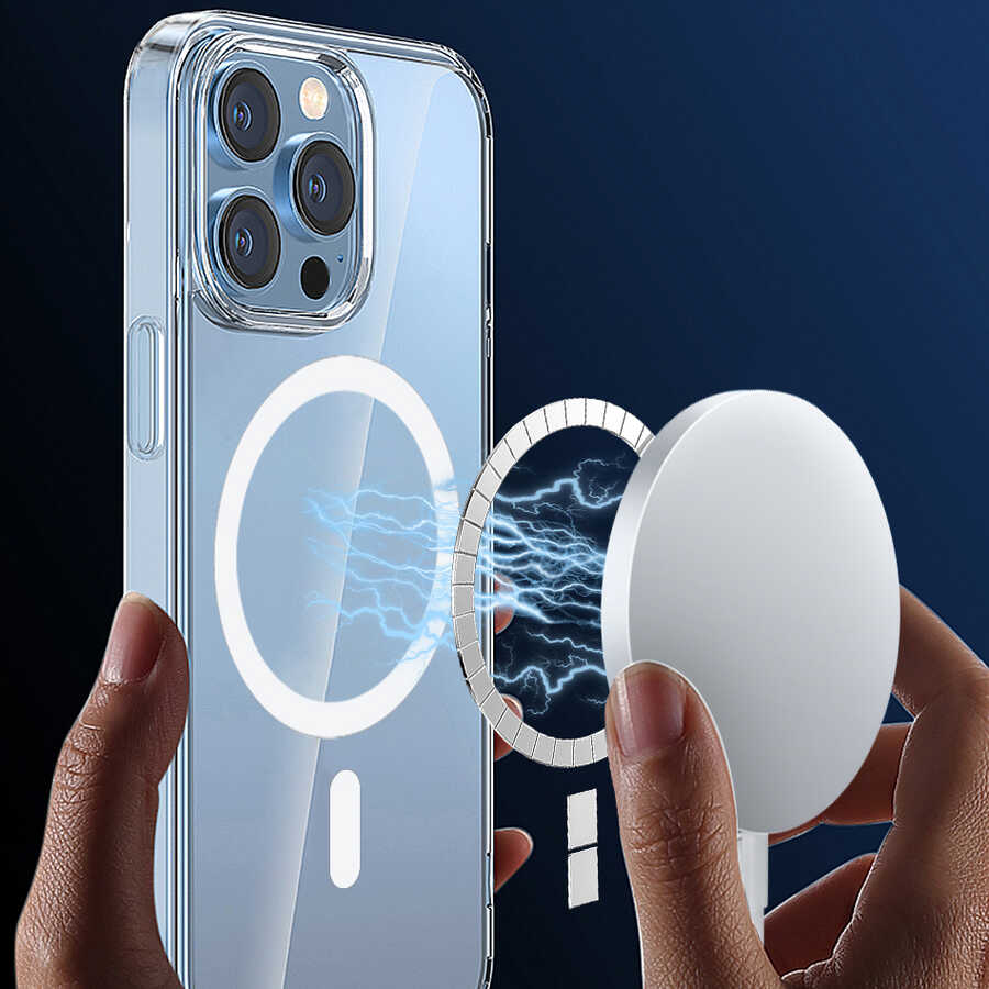 Apple iPhone 14 Pro Uyumlu Wiwu Magsafe Şarj Özellikli Lens Korumalı Şeffaf Silikon Kapak - 7