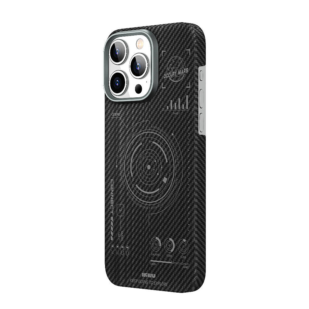 Apple iPhone 15 Pro Max Uyumlu Kılıf Wiwu HHX-016 Karbon Fiber 600D Mars Kevlar Kapak - 1