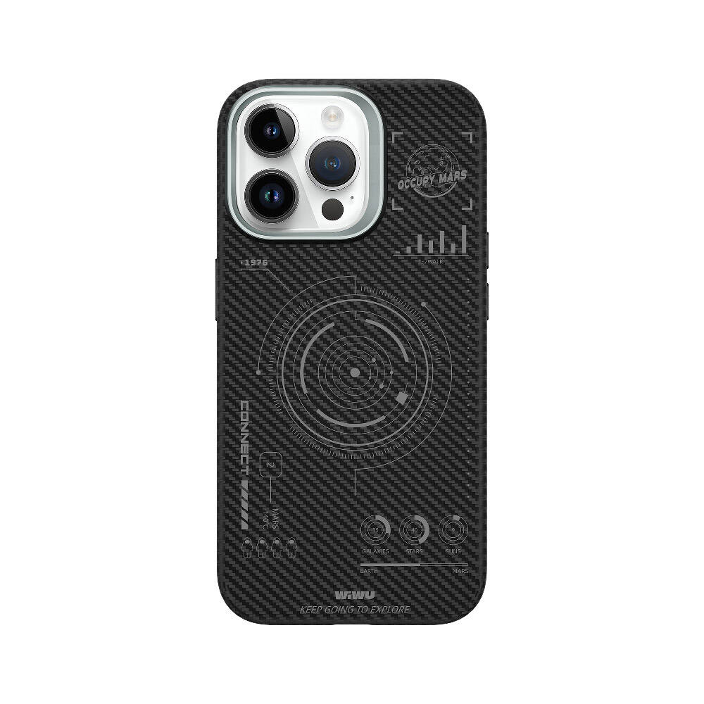 Apple iPhone 15 Pro Max Uyumlu Kılıf Wiwu HHX-016 Karbon Fiber 600D Mars Kevlar Kapak - 3