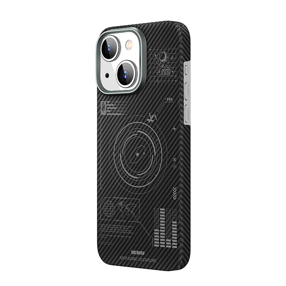 Apple iPhone 15 Uyumlu Kılıf Wiwu KJZ-017 Karbon Fiber 600D Explore Kevlar Kapak - 2