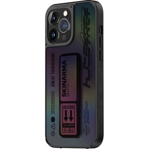 Apple iPhone 14 Pro Uyumlu Kılıf SkinArma Holografik Tasarımlı Standlı Deri Görünümlü Kira Kobai Kapak