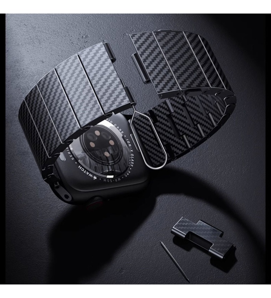 Apple Watch 38mm Uyumlu Kordon Karbon Fiber 600D Zore KRD-90 Kayış