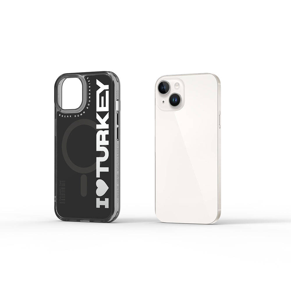 Apple iPhone 15 Uyumlu Kılıf Magsafe Şarj Özellikli I Love Turkey Yazı Desenli Wiwu Turkey E Serisi Kapak - 2