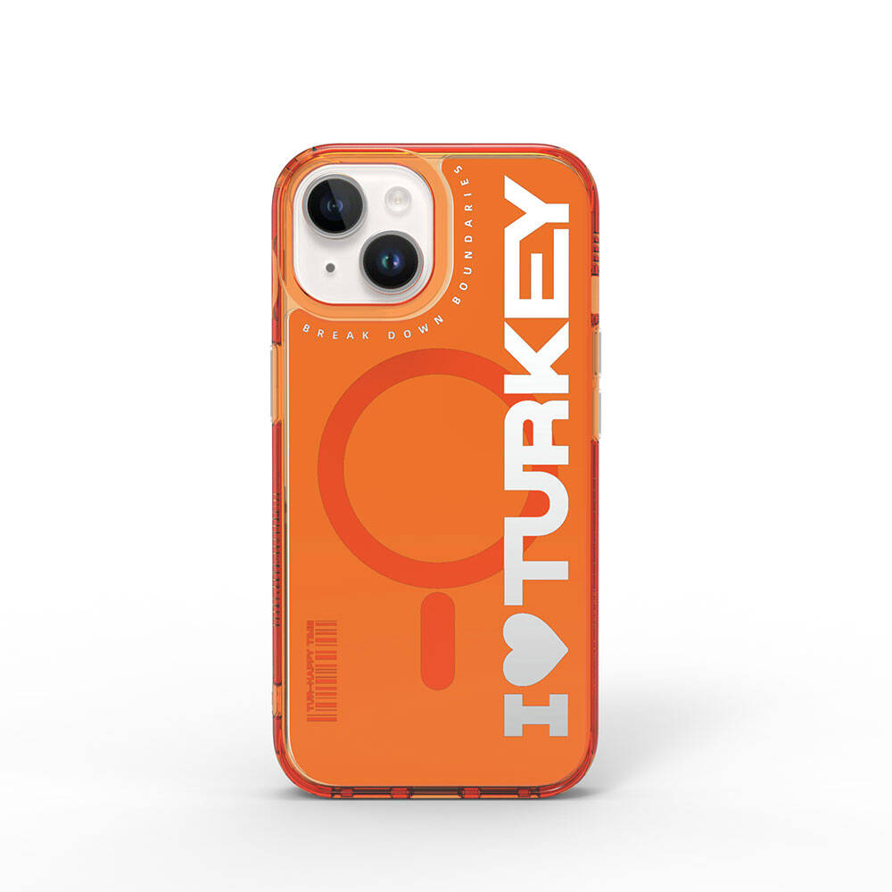 Apple iPhone 15 Uyumlu Kılıf Magsafe Şarj Özellikli I Love Turkey Yazı Desenli Wiwu Turkey E Serisi Kapak - 5