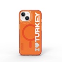 Apple iPhone 15 Uyumlu Kılıf Magsafe Şarj Özellikli I Love Turkey Yazı Desenli Wiwu Turkey E Serisi Kapak - 5