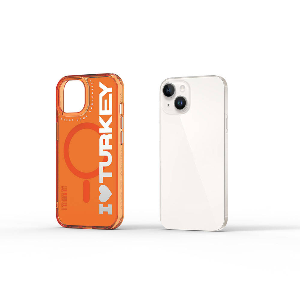 Apple iPhone 15 Uyumlu Kılıf Magsafe Şarj Özellikli I Love Turkey Yazı Desenli Wiwu Turkey E Serisi Kapak - 6