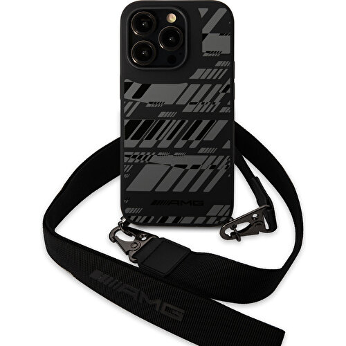 Apple iPhone 14 Pro Uyumlu Kılıf AMG Liquid Silikon Strap Telefon Askılı Grafik Dizayn Kapak