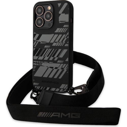 Apple iPhone 14 Pro Max Uyumlu Kılıf AMG Liquid Silikon Strap Telefon Askılı Grafik Dizayn Kapak