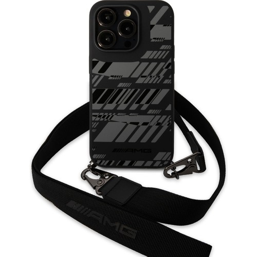 Apple iPhone 14 Pro Max Uyumlu Kılıf AMG Liquid Silikon Strap Telefon Askılı Grafik Dizayn Kapak