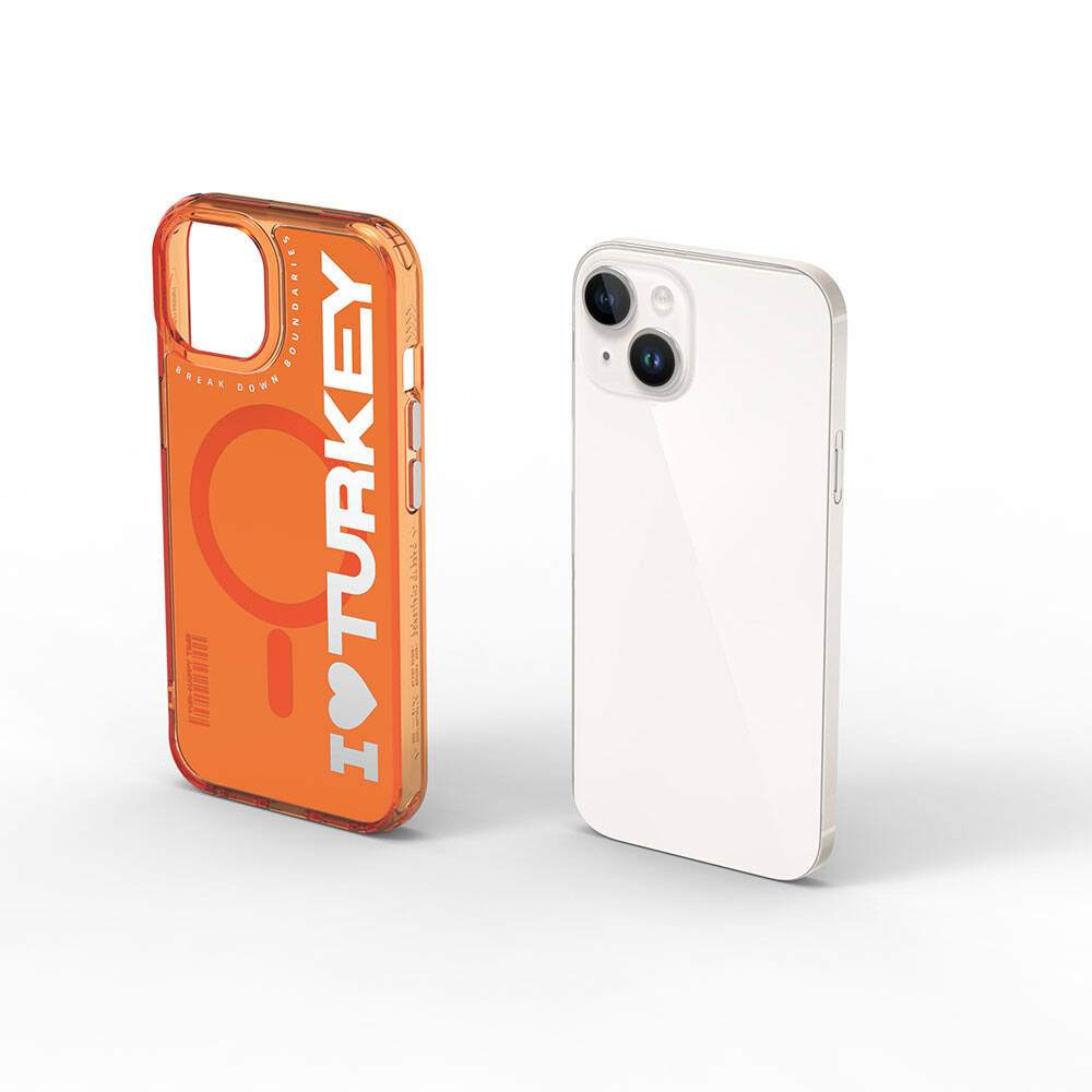 Apple iPhone 15 Uyumlu Kılıf Magsafe Şarj Özellikli I Love Turkey Yazı Desenli Wiwu Turkey E Serisi Kapak - 7