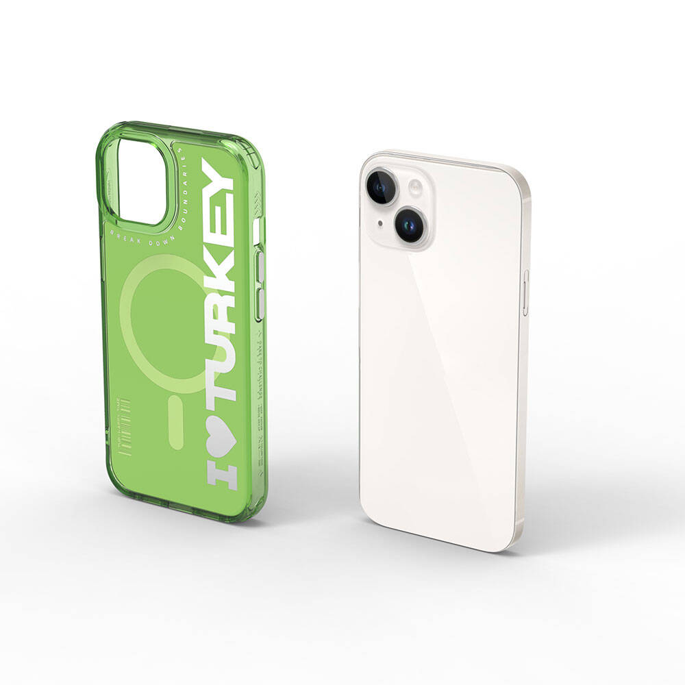 Apple iPhone 15 Uyumlu Kılıf Magsafe Şarj Özellikli I Love Turkey Yazı Desenli Wiwu Turkey E Serisi Kapak - 9