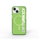 Apple iPhone 15 Uyumlu Kılıf Magsafe Şarj Özellikli I Love Turkey Yazı Desenli Wiwu Turkey E Serisi Kapak - 11