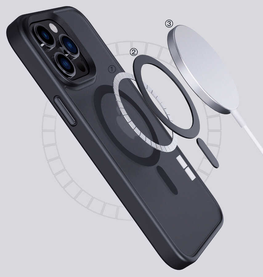 Apple iPhone 14 Pro Uyumlu Kılıf Wireless Şarj Özellikli Zore Hibrit Magsafe Kapak - 3