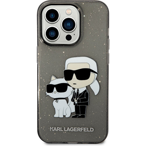 Apple iPhone 14 Pro Max Uyumlu Kılıf Karl Lagerfeld Transparan Simli K&C Dizayn Kapak
