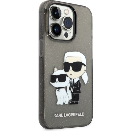 Apple iPhone 14 Pro Max Uyumlu Kılıf Karl Lagerfeld Transparan Simli K&C Dizayn Kapak