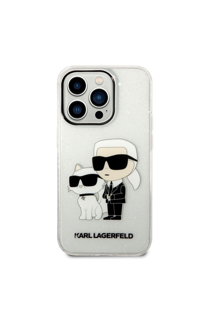 Apple iPhone 14 Pro Max Uyumlu Kılıf Karl Lagerfeld Transparan Simli K&C Dizayn Kapak