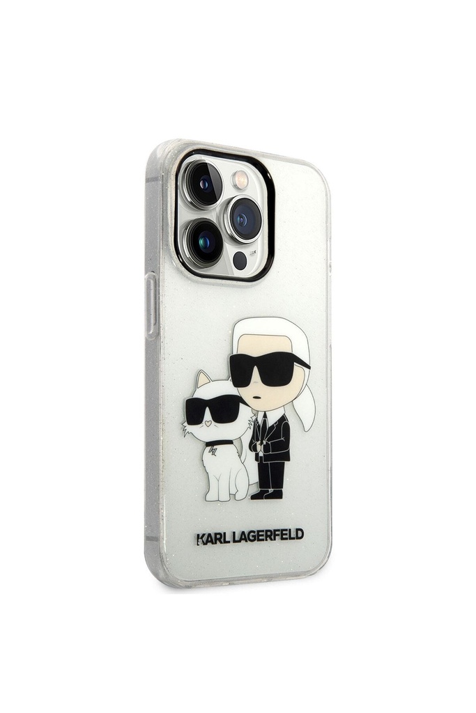 Apple iPhone 14 Pro Max Uyumlu Kılıf Karl Lagerfeld Transparan Simli K&C Dizayn Kapak