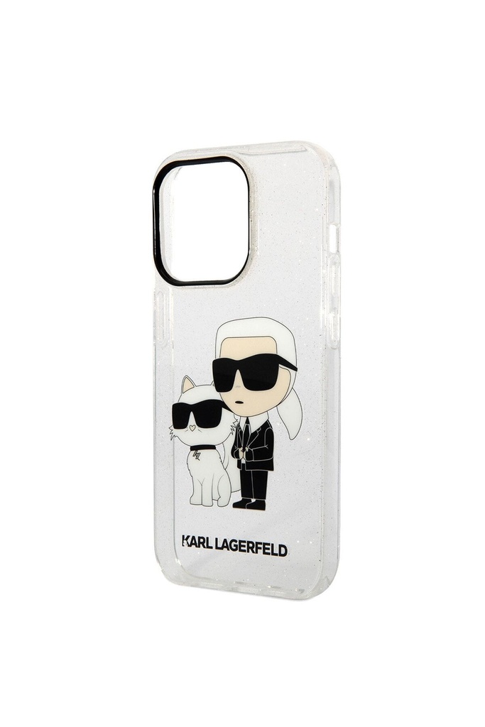 Apple iPhone 14 Pro Max Uyumlu Kılıf Karl Lagerfeld Transparan Simli K&C Dizayn Kapak