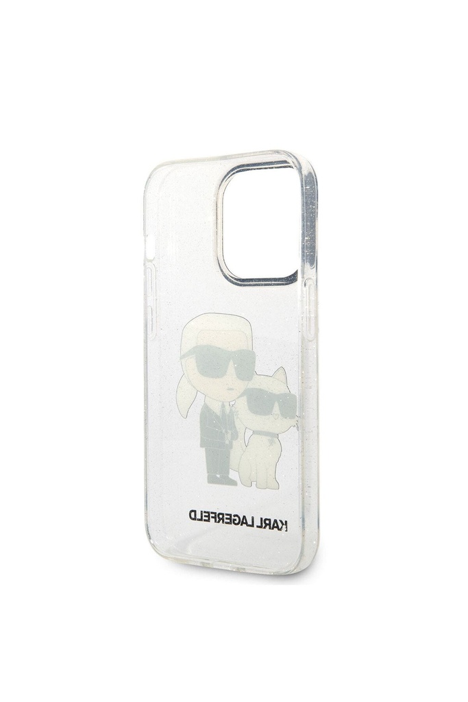 Apple iPhone 14 Pro Max Uyumlu Kılıf Karl Lagerfeld Transparan Simli K&C Dizayn Kapak