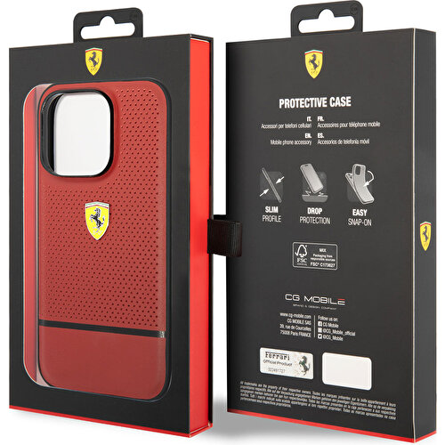 Apple iPhone 14 Pro Uyumlu Kılıf Ferrari Orjinal Lisanslı Deri Delikli Ve Çizgili Dizayn Kapak