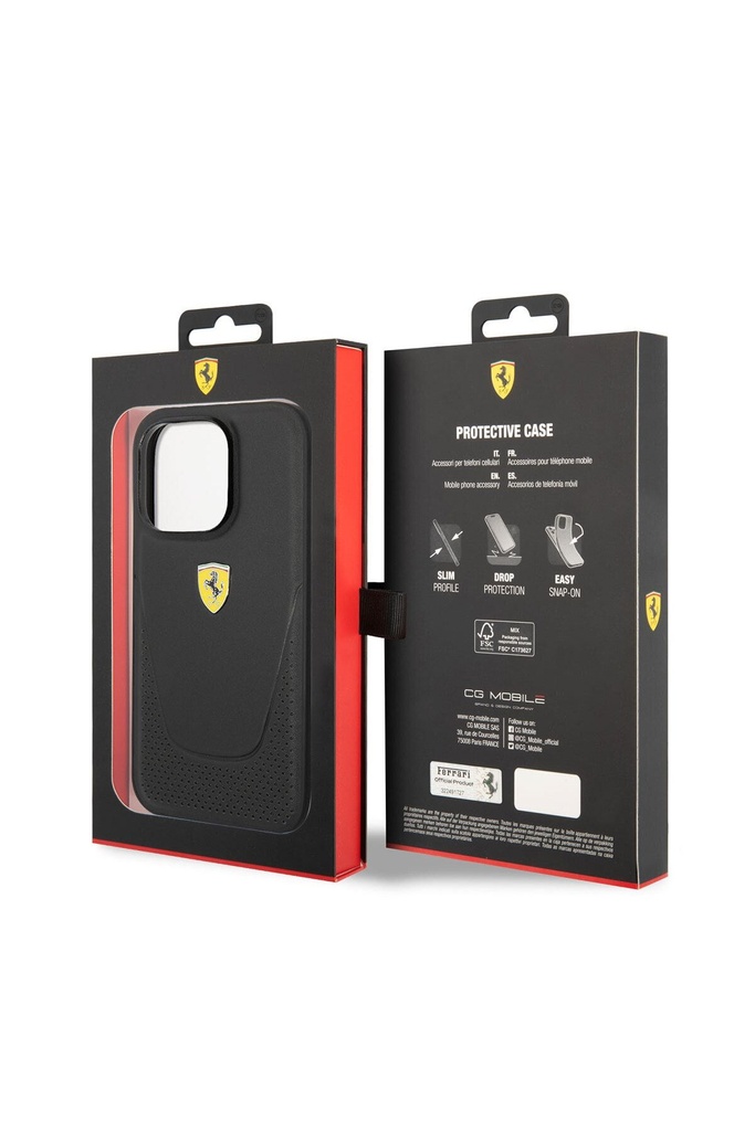 Apple iPhone 14 Pro Uyumlu Kılıf Ferrari Deri Delikli Dizayn Kapak