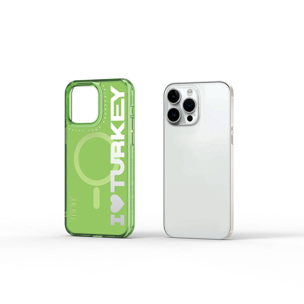 Apple iPhone 15 Pro Max Uyumlu Kılıf Magsafe Şarj Özellikli I Love Turkey Yazı Desenli Wiwu Turkey E Serisi Kapak - 2