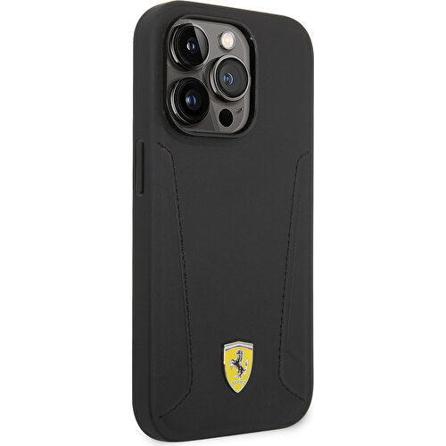 Apple iPhone 14 Pro Uyumlu Kılıf Ferrari Magsafe Şarj Özellikli Deri Kenarları Damgalı Dizayn Kapak