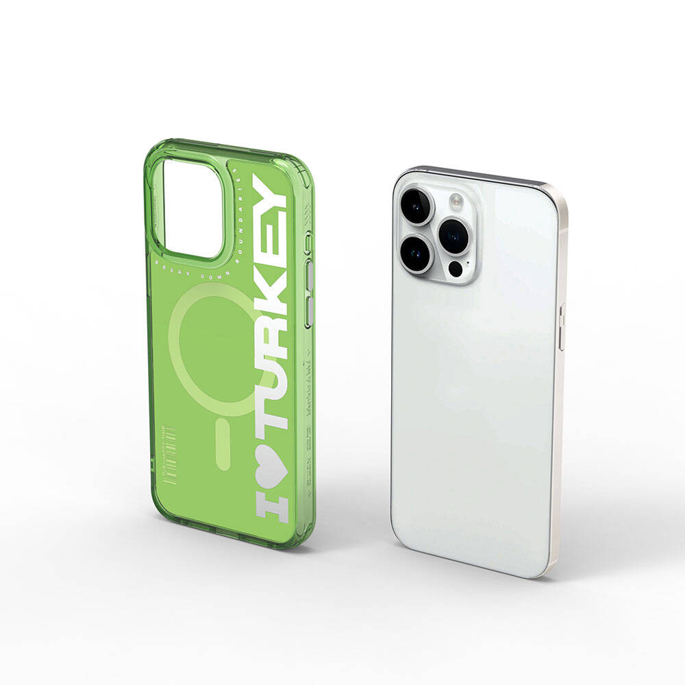 Apple iPhone 15 Pro Max Uyumlu Kılıf Magsafe Şarj Özellikli I Love Turkey Yazı Desenli Wiwu Turkey E Serisi Kapak - 3