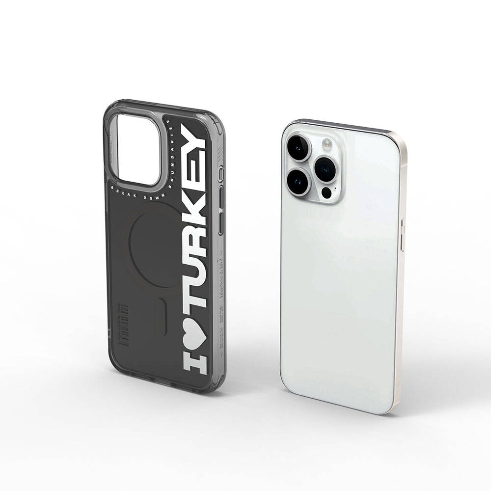Apple iPhone 15 Pro Max Uyumlu Kılıf Magsafe Şarj Özellikli I Love Turkey Yazı Desenli Wiwu Turkey E Serisi Kapak - 4