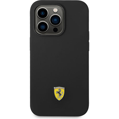 Apple iPhone 14 Pro Uyumlu Kılıf Ferrari Magsafe Şarj Özellikli Silikon Metal Logo Dizayn Kapak