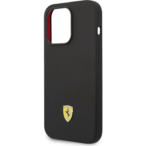 Apple iPhone 14 Pro Uyumlu Kılıf Ferrari Magsafe Şarj Özellikli Silikon Metal Logo Dizayn Kapak