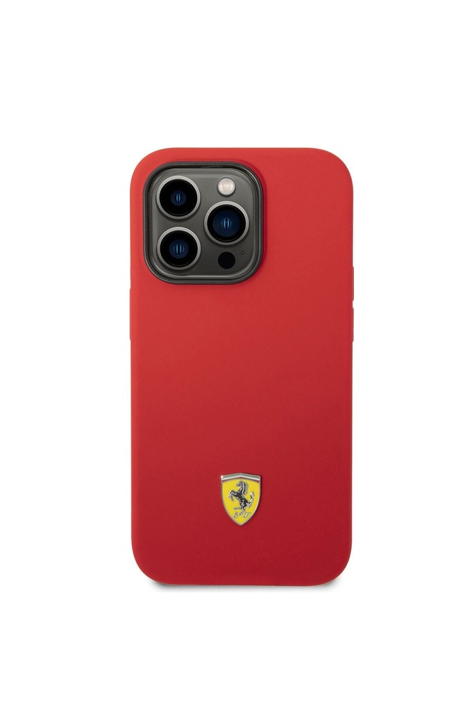 Apple iPhone 14 Pro Uyumlu Kılıf Ferrari Magsafe Şarj Özellikli Silikon Metal Logo Dizayn Kapak