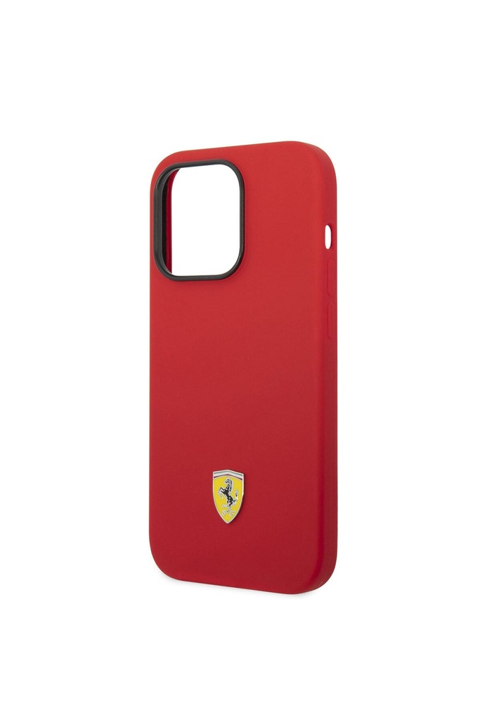Apple iPhone 14 Pro Uyumlu Kılıf Ferrari Magsafe Şarj Özellikli Silikon Metal Logo Dizayn Kapak